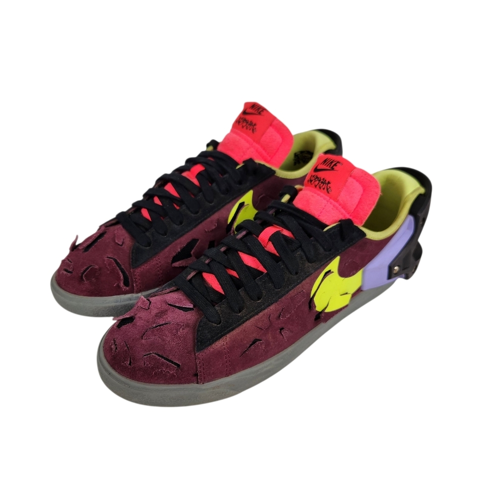 Nike x Acronym Blazer Low Night Maroon Lemon Suede Leather Sneaker Mens Size 7.5